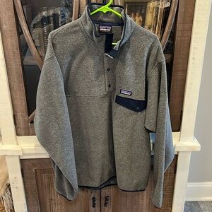 The North Face gray with navy trim fleece half snap